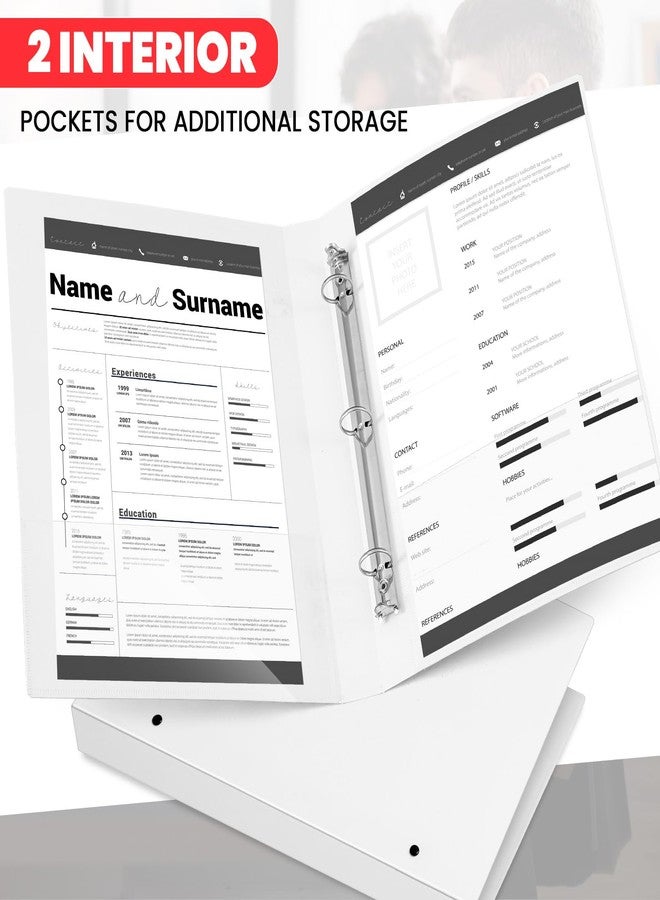 Henoyso 4 Pcs Legal Size Binder 3 Ring 1" Durable White Binders for 8.5" x 14" Paper Hold up to 175 Sheets for Documents Artwork Blueprints, Office, Home, Work Places - Image 4